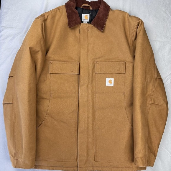 Carhartt Jacket Mens Large Tall Duck Canvas Quilted Lined Workwear C003-BRN - Picture 1 of 16